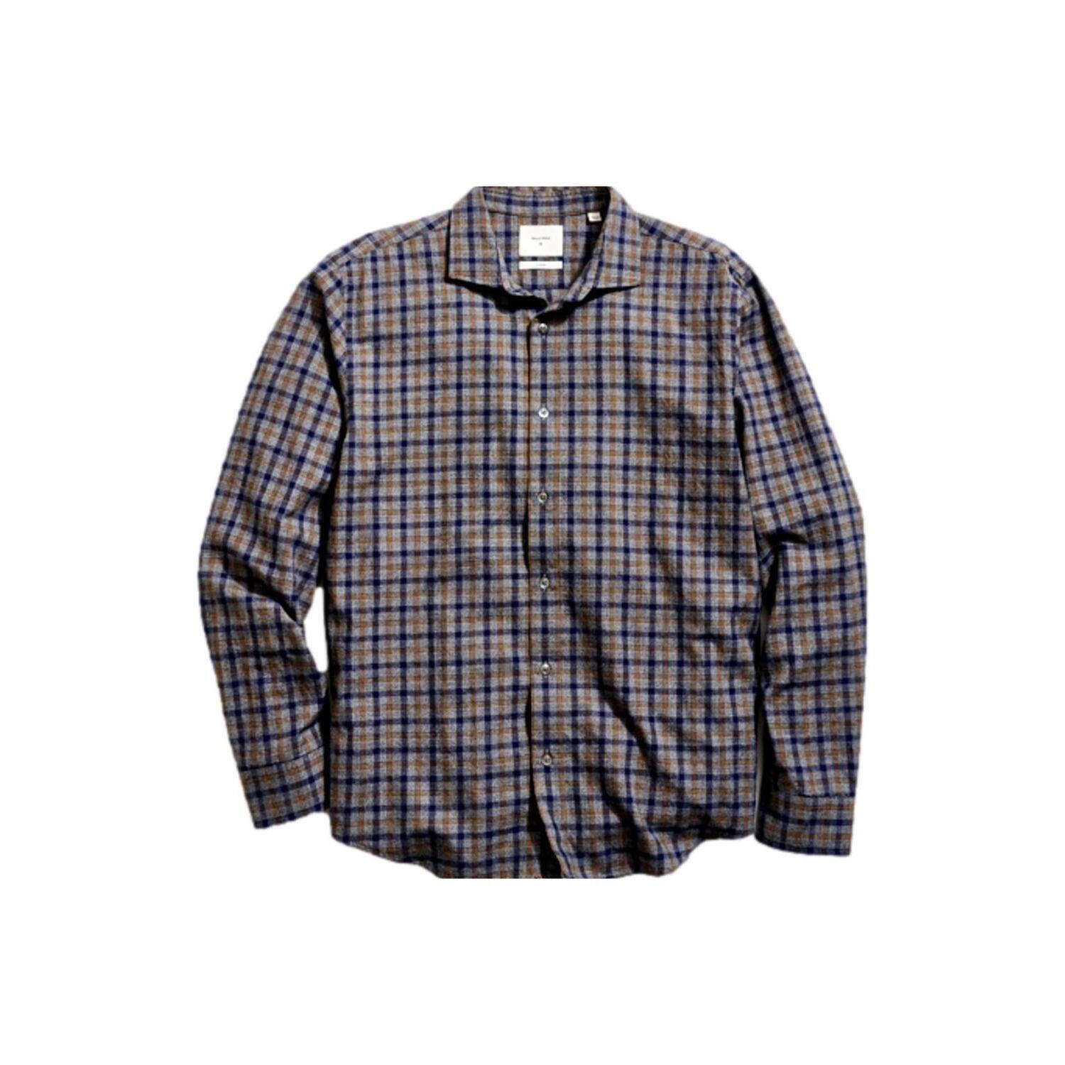 New Billy Reid Men's Melange Hutcheson Shirt In Brown Multi